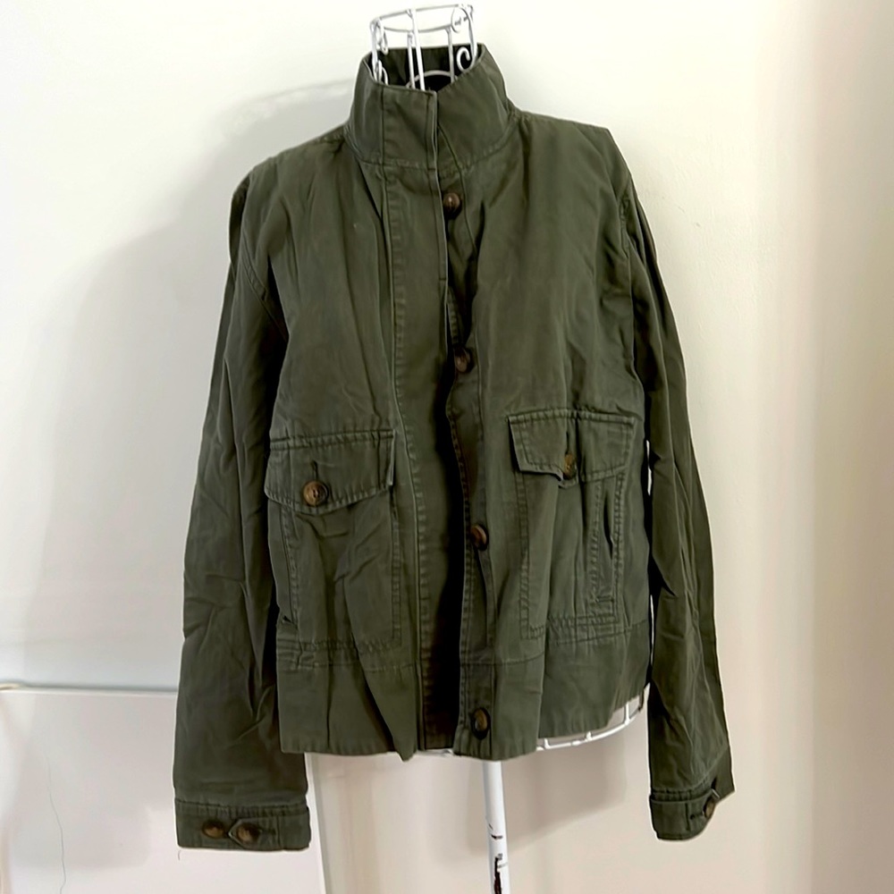 Gap army green crop military jacket